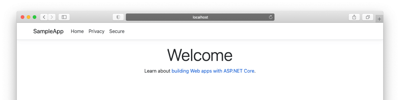 The initial app webpage.