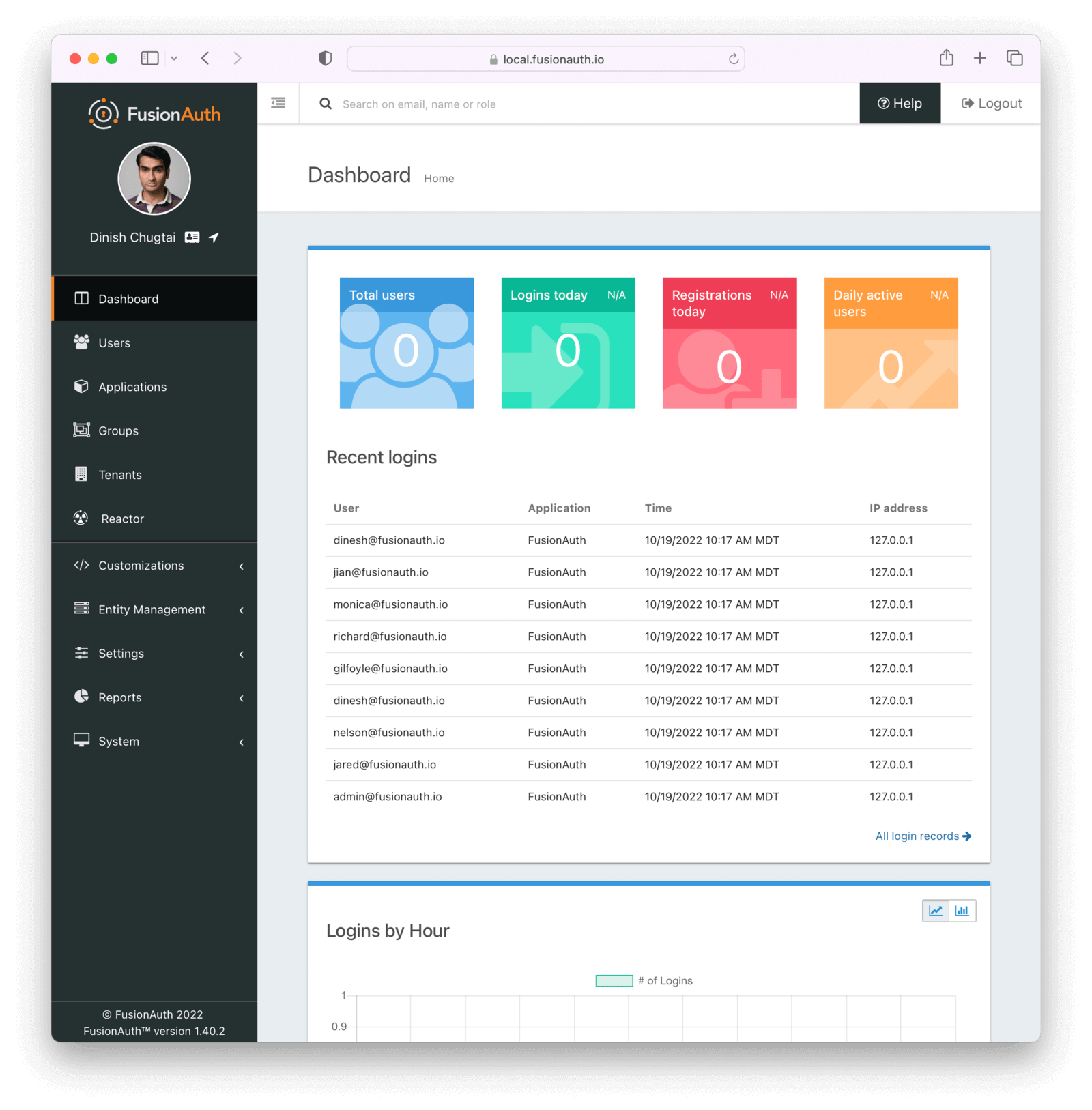Screenshot of the admin screen.