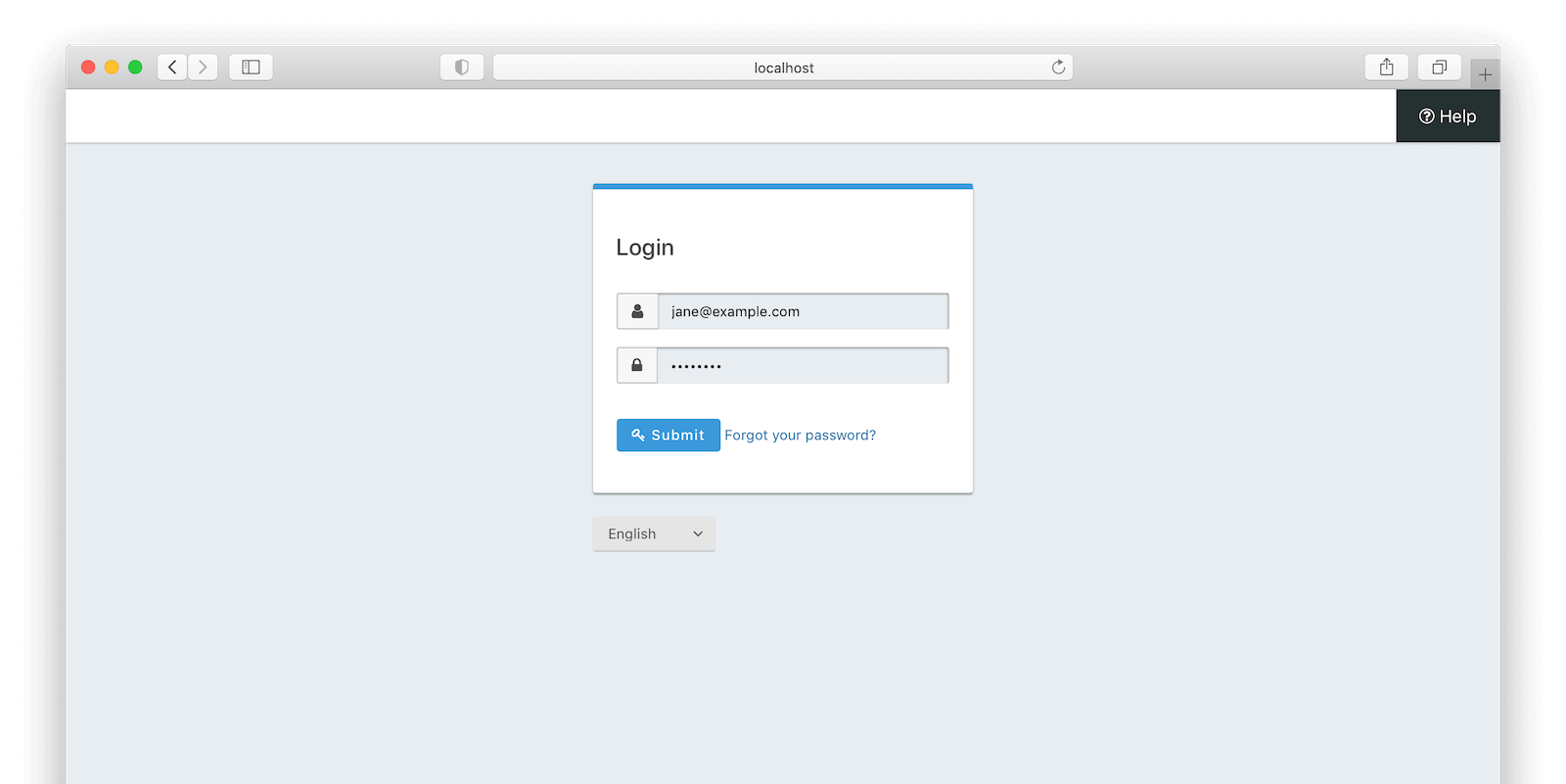 The FusionAuth login page..