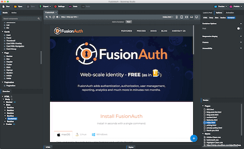 Bootstrap Studio screenshot.