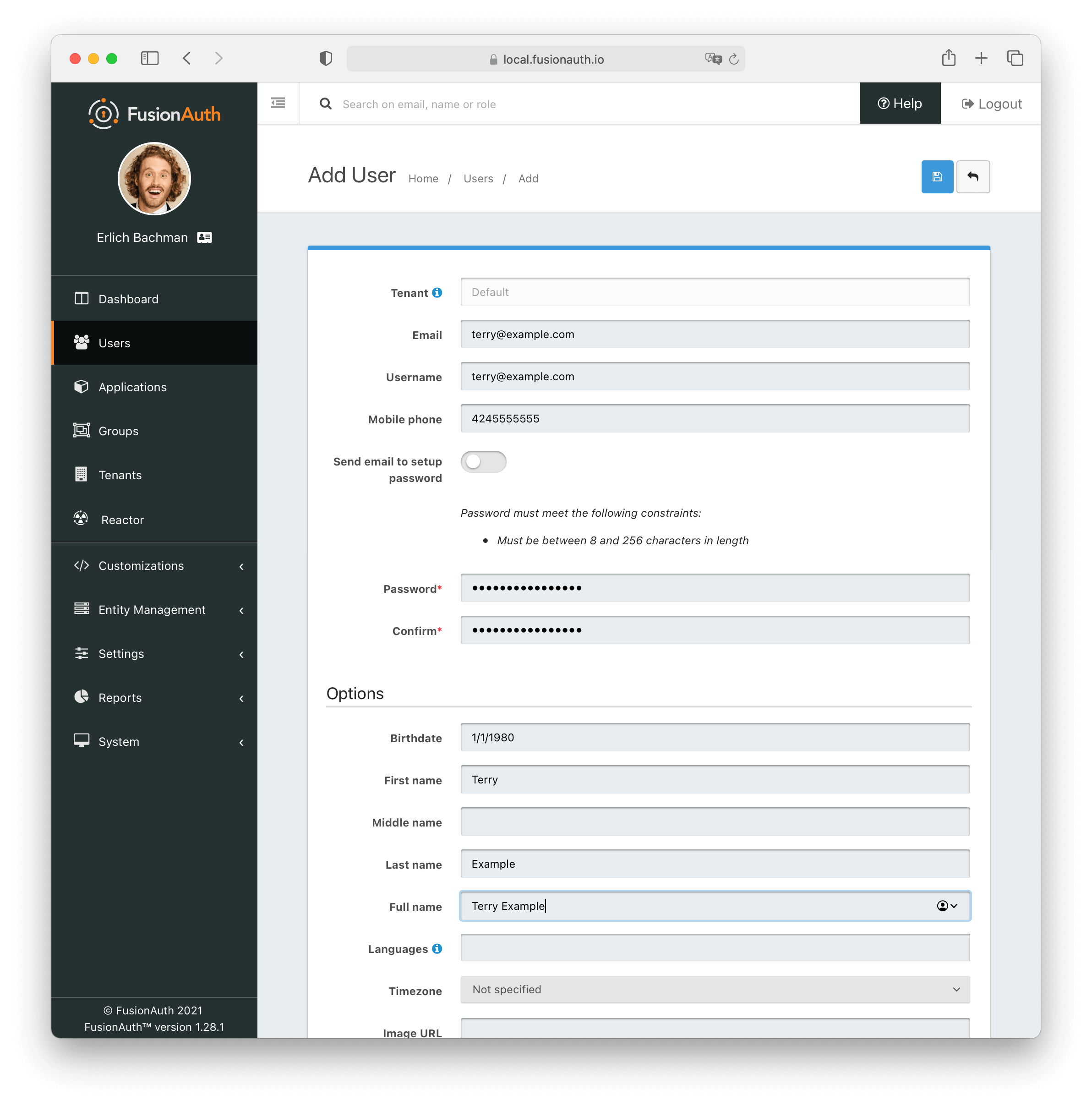 View User Settings.