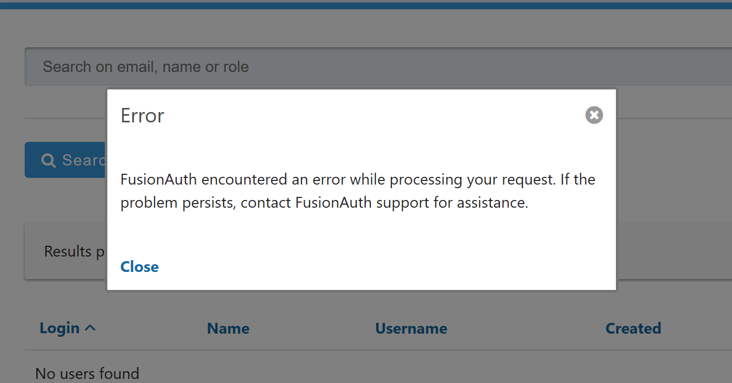 View Error Message Screen.