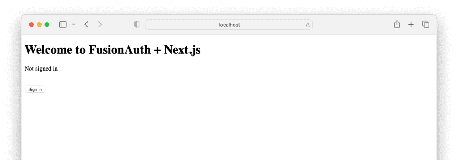 Next.js application with a sign in button