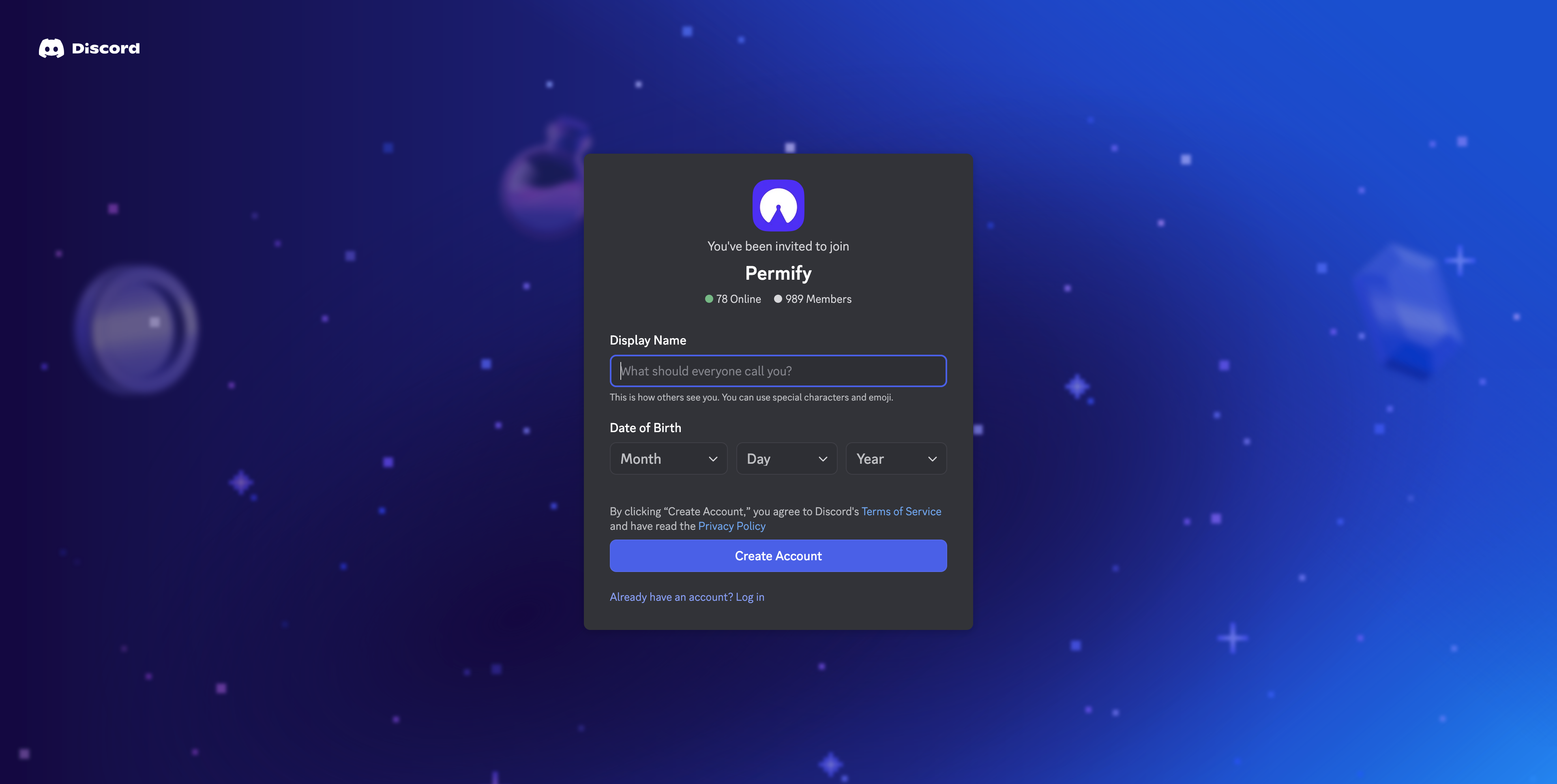 Discord join page for Permify