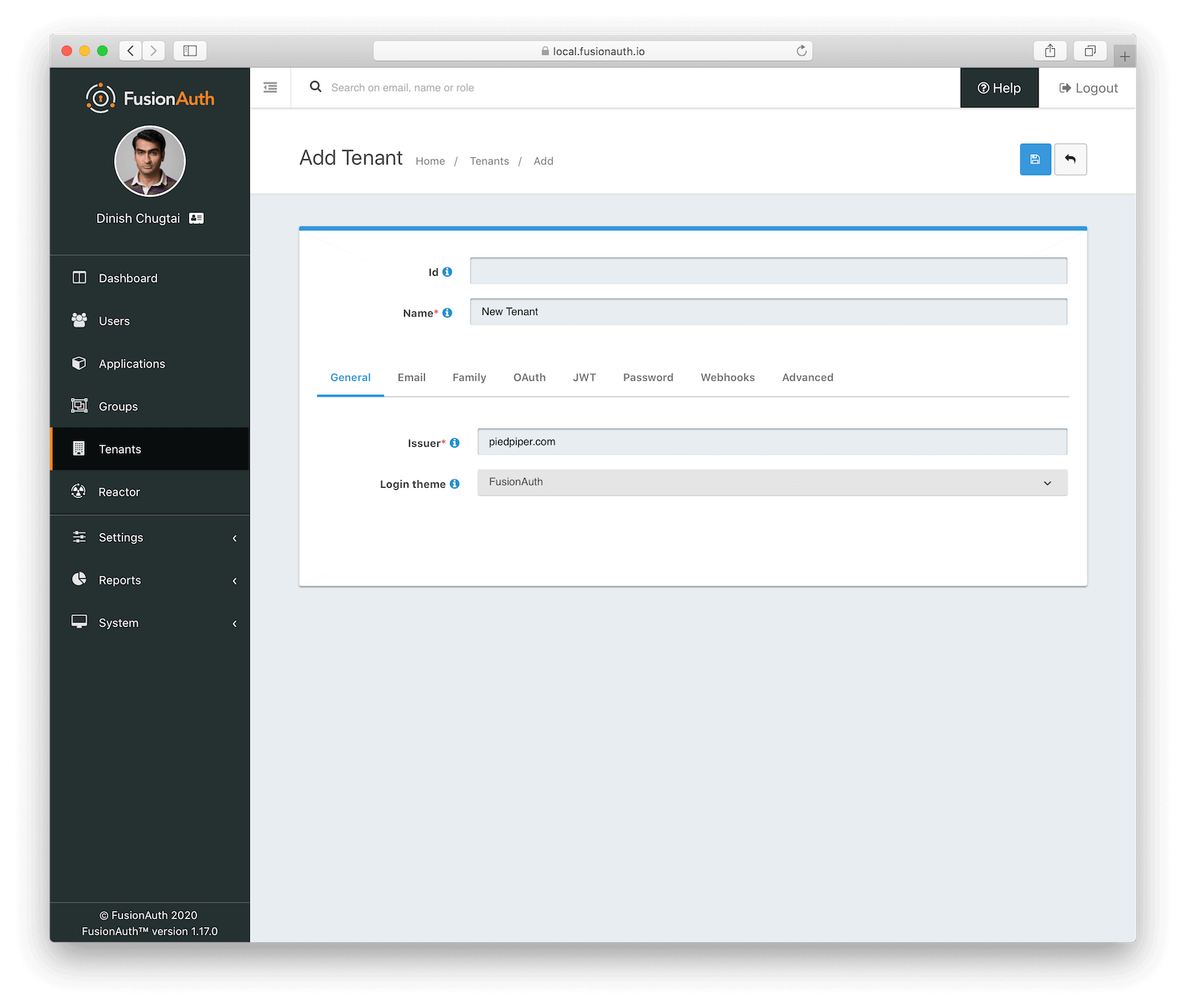 Creating a new tenant