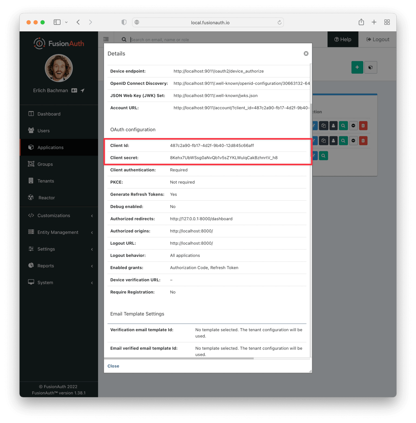 Getting the Application ID from FusionAuth.
