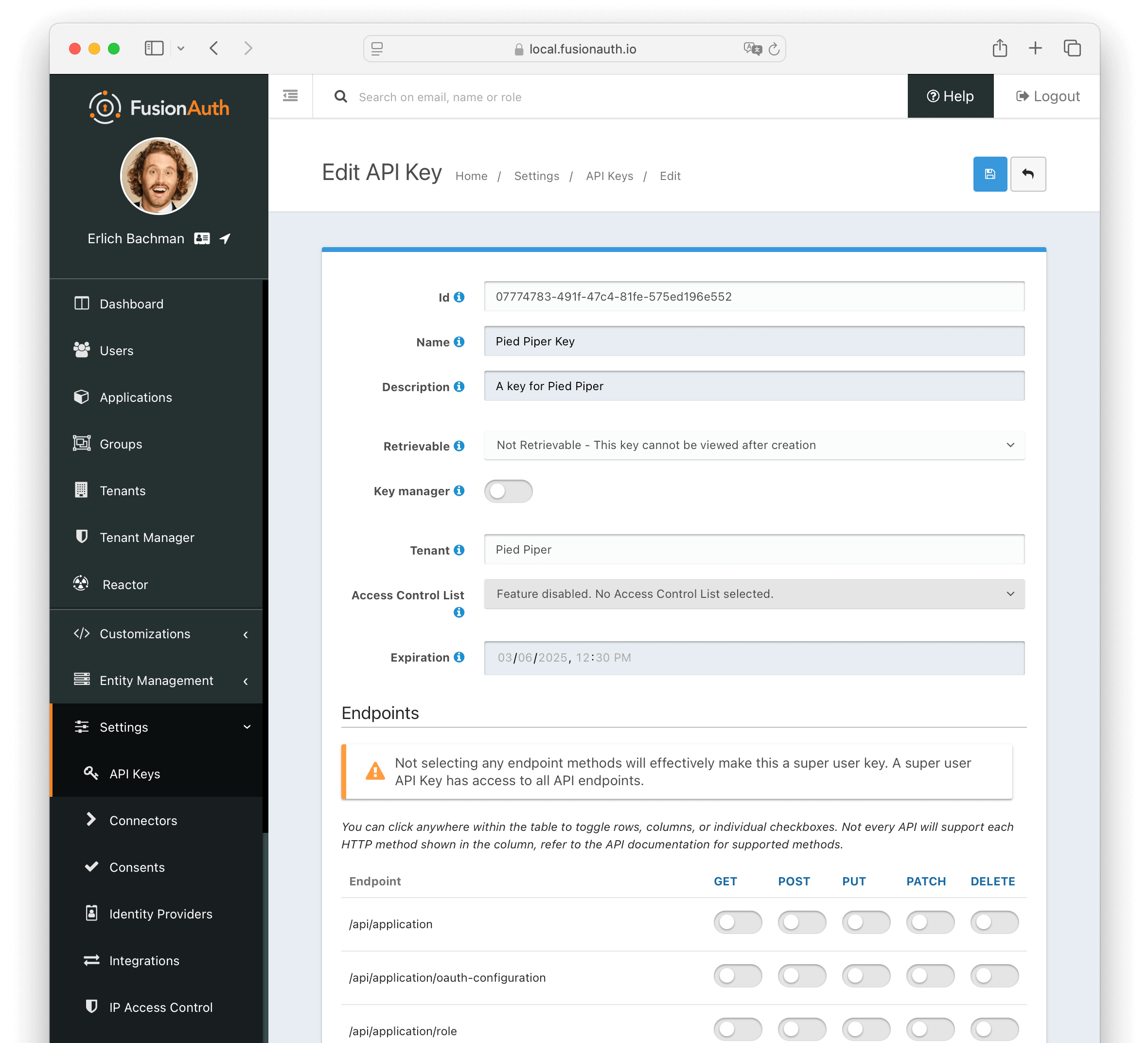 Create a Tenant API Key.