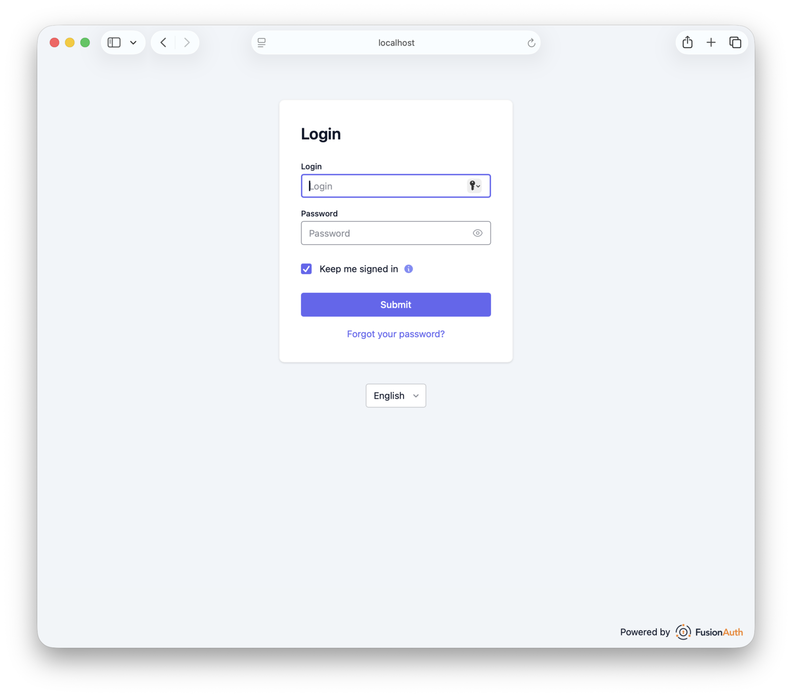 The login screen.