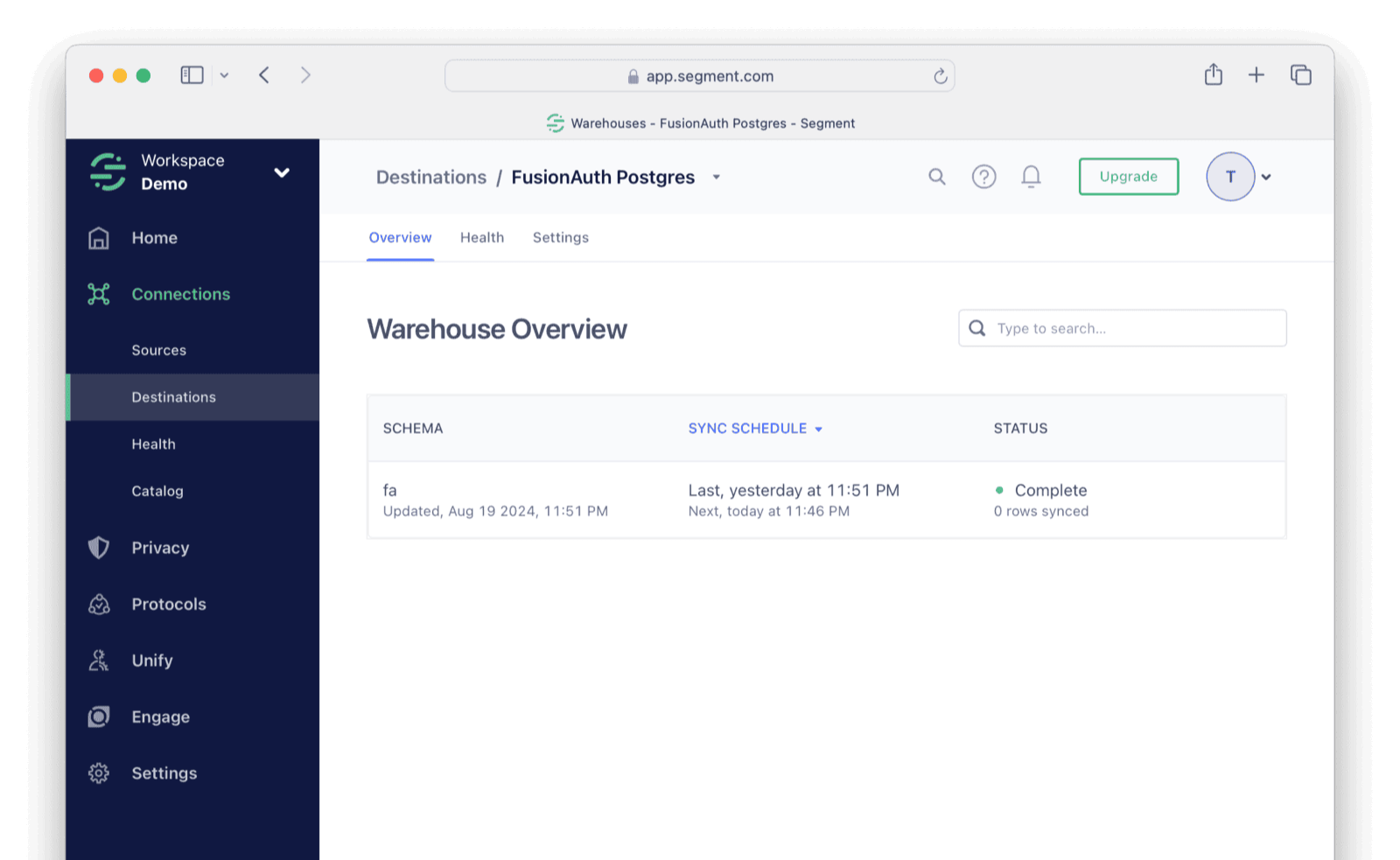 Synchronize warehouse