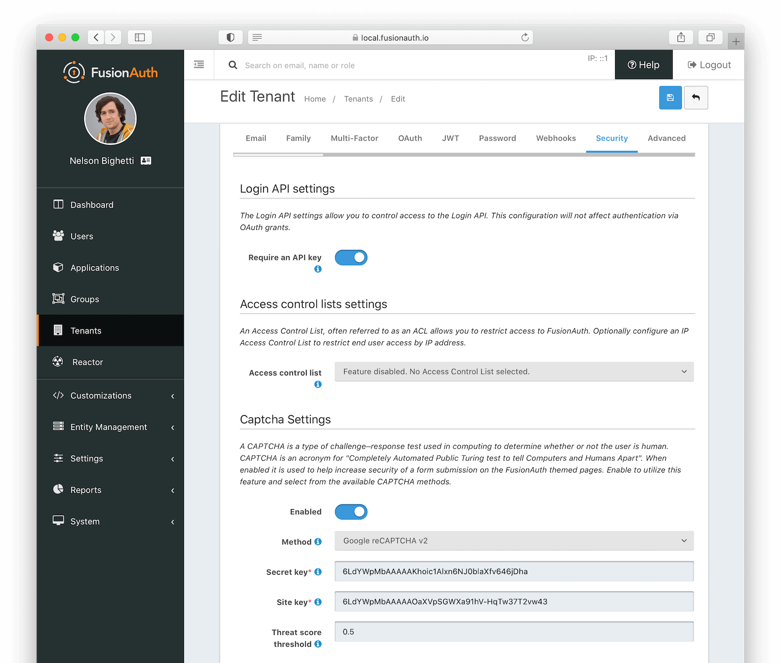 Tenant Configuration - Security: ACL and CAPTCHA