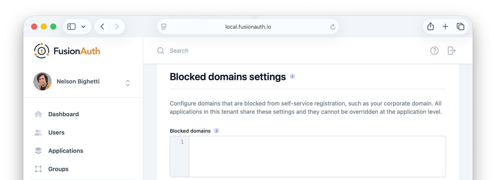 Tenant Configuration - Security: Blocked domains