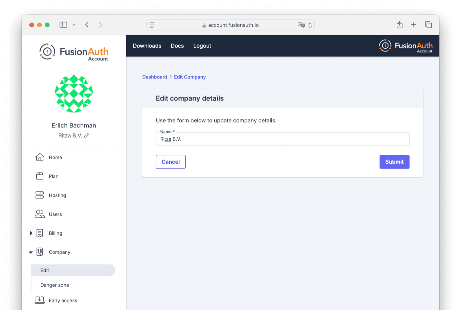 Edit your company.