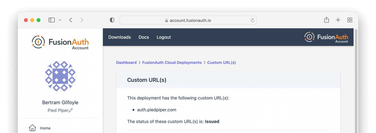 Pending verification custom URL is in a pending state.