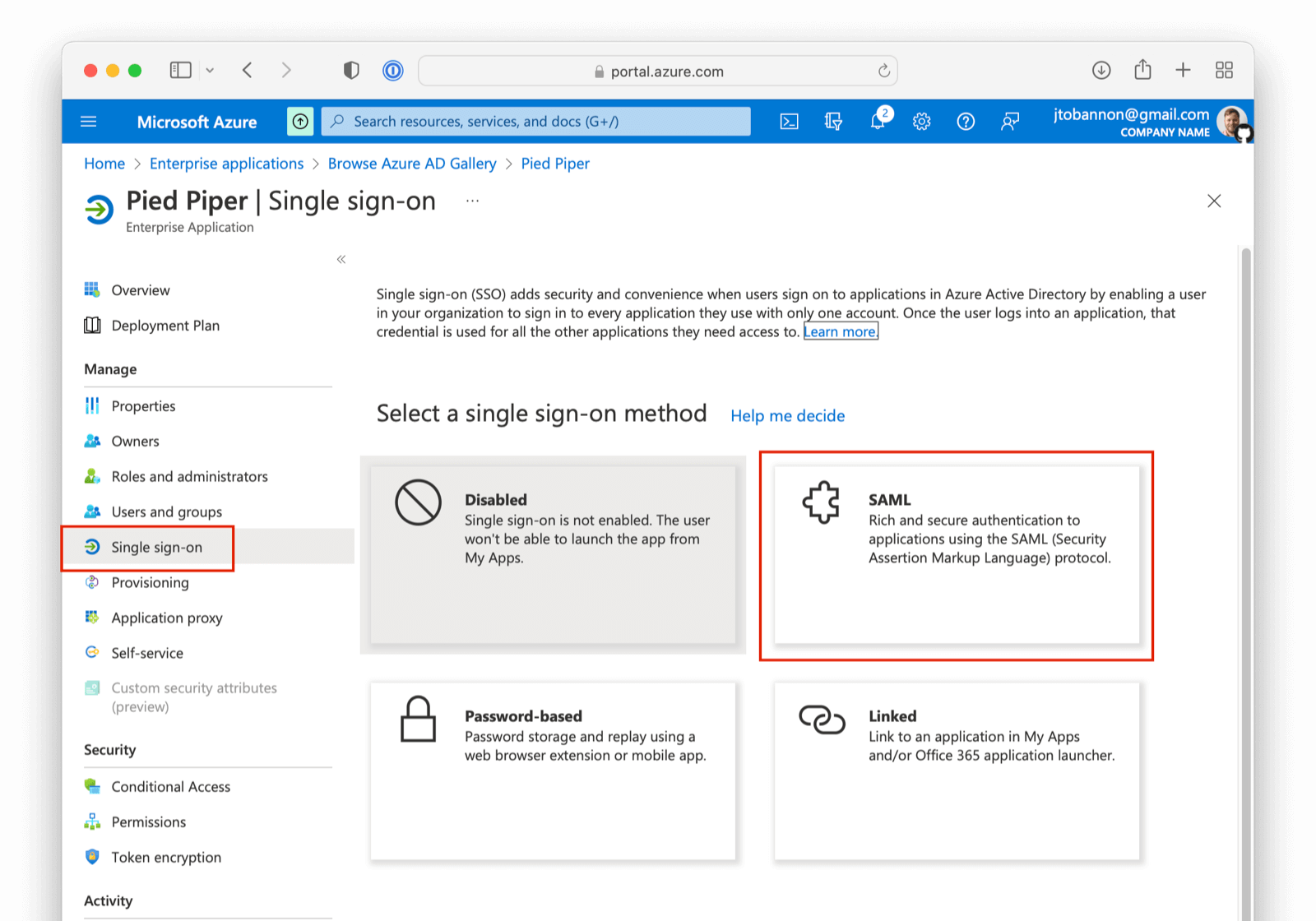 Configure Single-sign with SAML