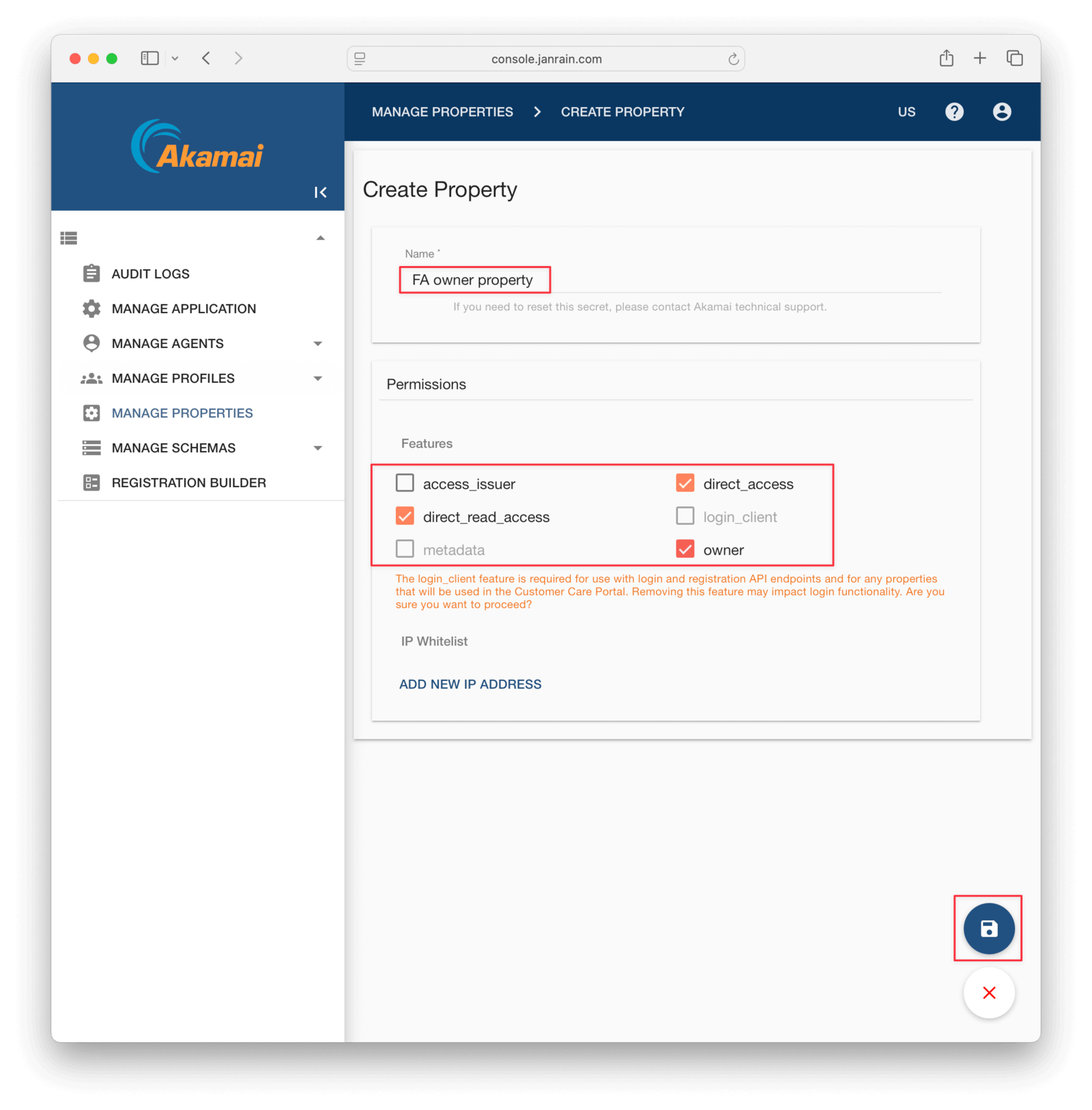 Give API key permissions