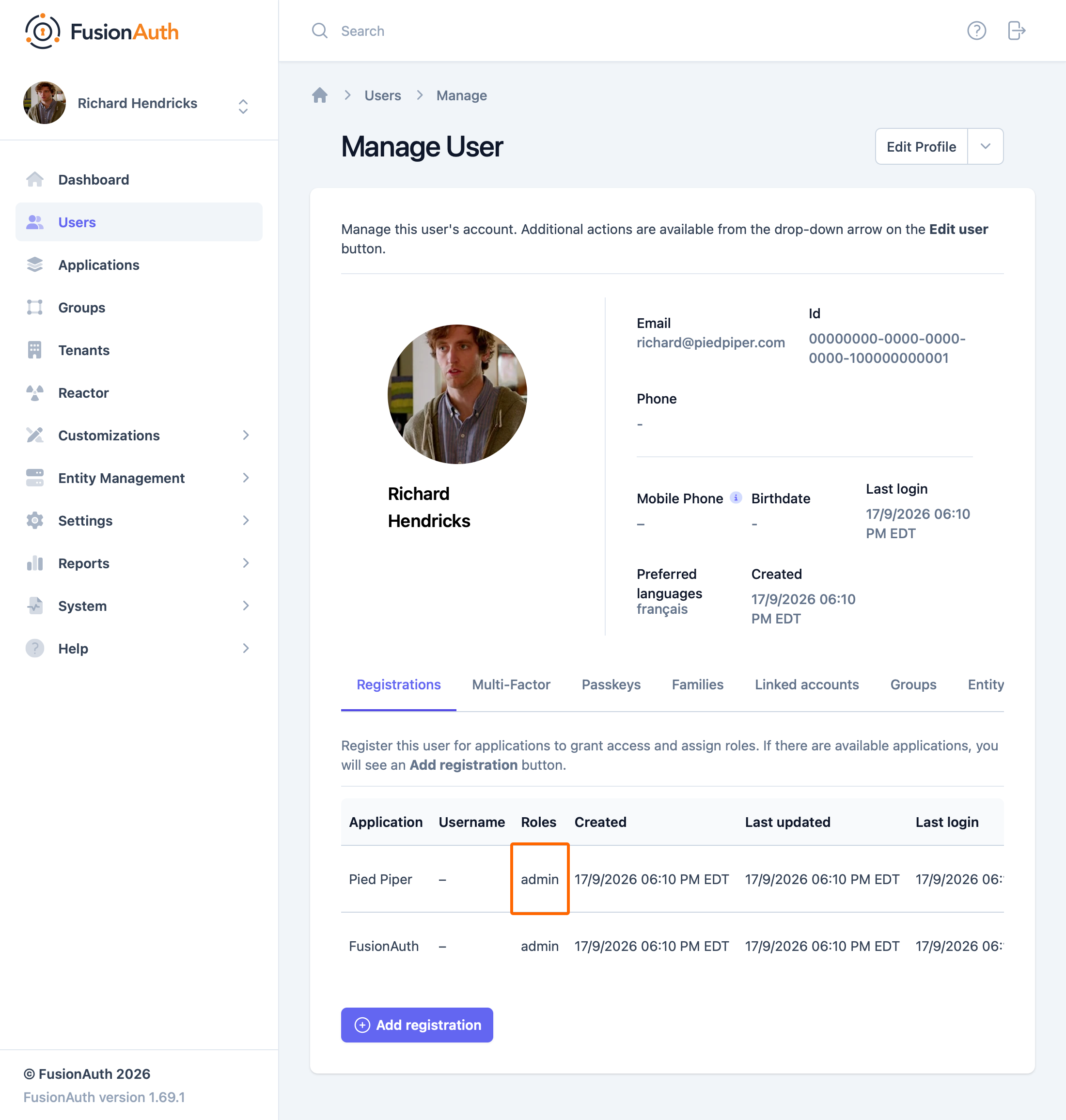 FusionAuth application roles