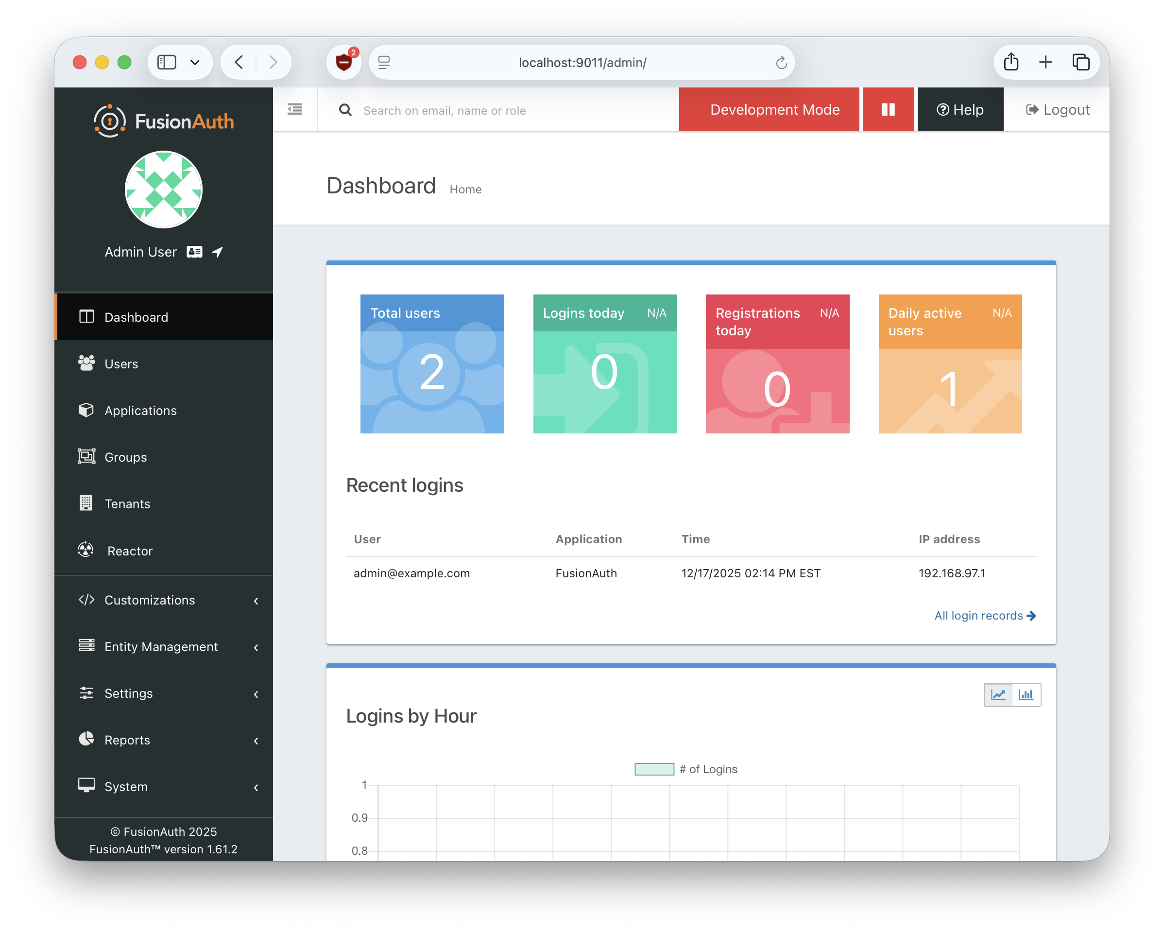 The FusionAuth admin UI.